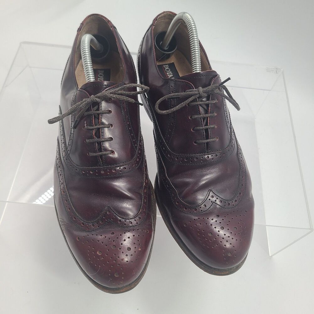 Botany 500 Leather Wing Tip Dress Shoes US Size 10W Burgundy